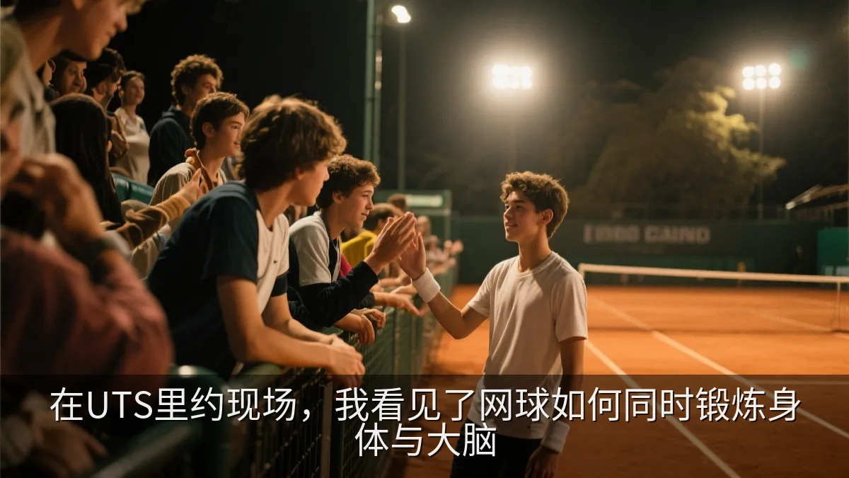 网球运动员在球场边与观众互动,展现运动中的连接感